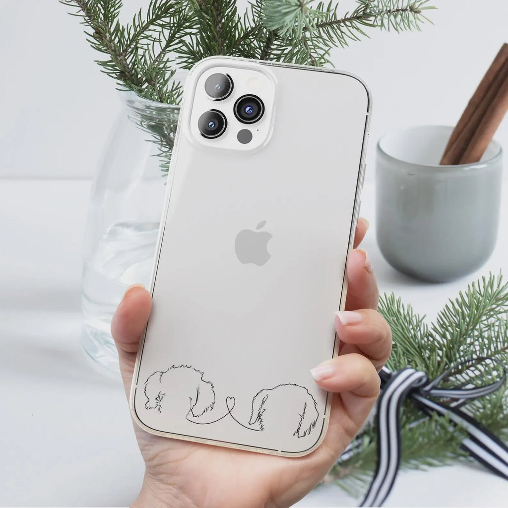 Custom Pet Ears with Heart Between Phone Case - Shown with Design on the Bottom