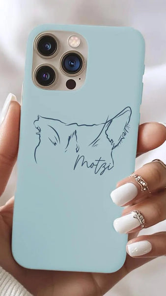 Custom Pet Ears with Name Phone Case - Sky Blue