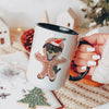Custom Gingerbread Pet Portrait Festive Mug - Black Handle Shown with Rottweiler