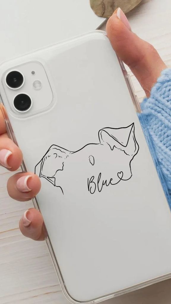 Custom Pet Ears with Heart and Name Phone Case - Clear