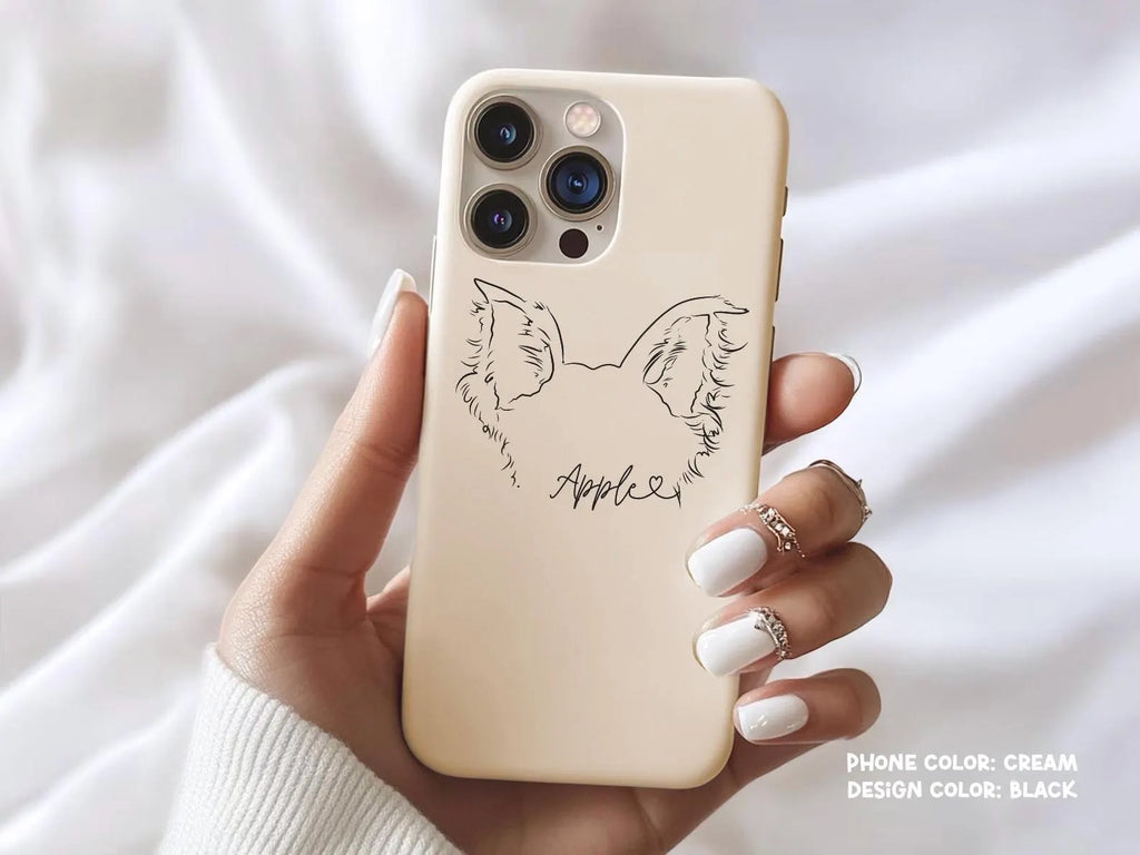 Cream iPhone Case with Personalized Pet Ears