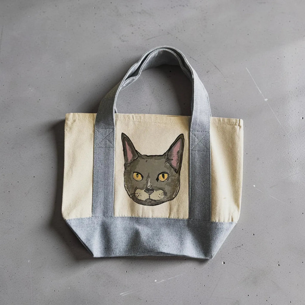 Custom Pet Portrait Mini Tote with Cat Print