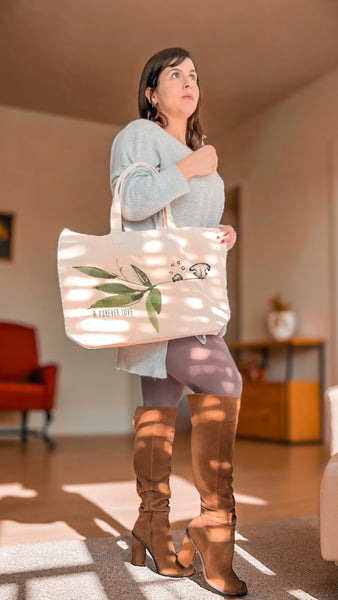 A Furever Love Paws and/or Nose Prints on Green Leaf Memorial Tote Bag for her or him