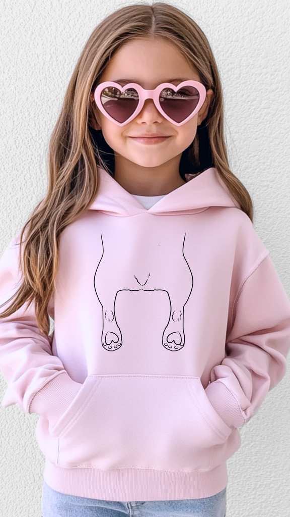 Pick a Style Toddler OR Youth Custom Dog or Cat Sploot Outline Sweatshirt or Hoodie in Light Pink