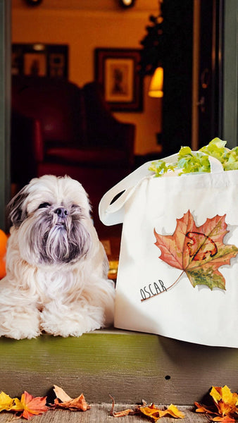 Custom Name and Paw and/or Nose Prints on Leaves Autumn Tote Bag