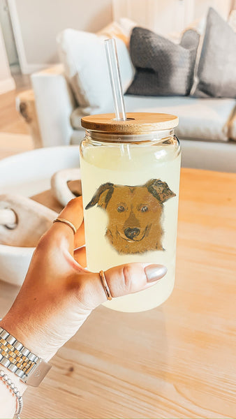 Colorized Full Face Pet Portrait Can Cup in Clear