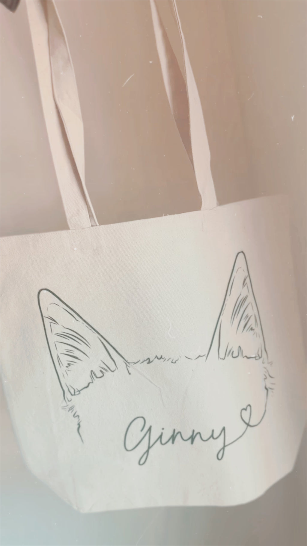 Custom Paw Prints Tote with Optional Custom Pet Ears on the Back - Product Video