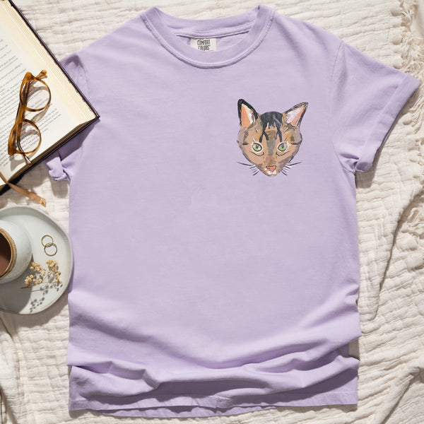 Now in Color! - Comfort Colors Personalized Full Face Pet Portrait Unisex T-Shirt in Lilac