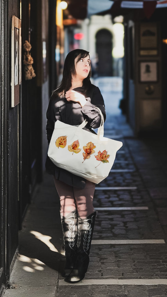 Custom Paw and/or Nose Prints on Leaves Autumn Tote Bag by Barkley & Wagz