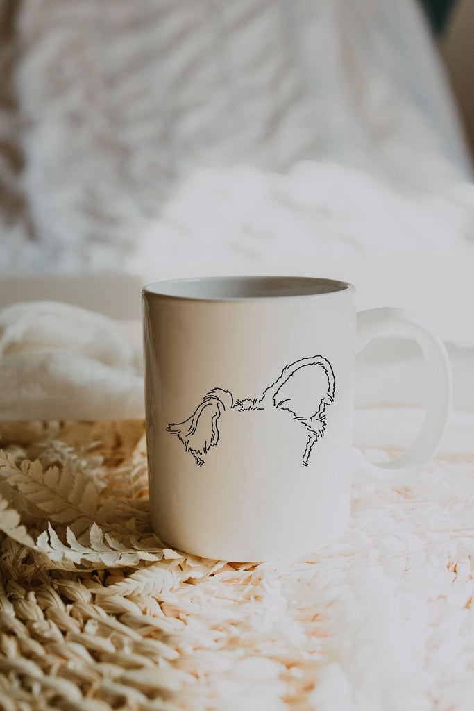 Custom Dog, Cat, or Other Pet's Ears Outline Tattoo Inspired Coffee Mug