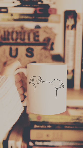 Custom Dog, Cat, or Other Pet's Ears Outline Tattoo Inspired Coffee Mug