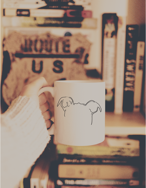Custom Dog, Cat, or Other Pet's Ears Outline Tattoo Inspired Coffee Mug