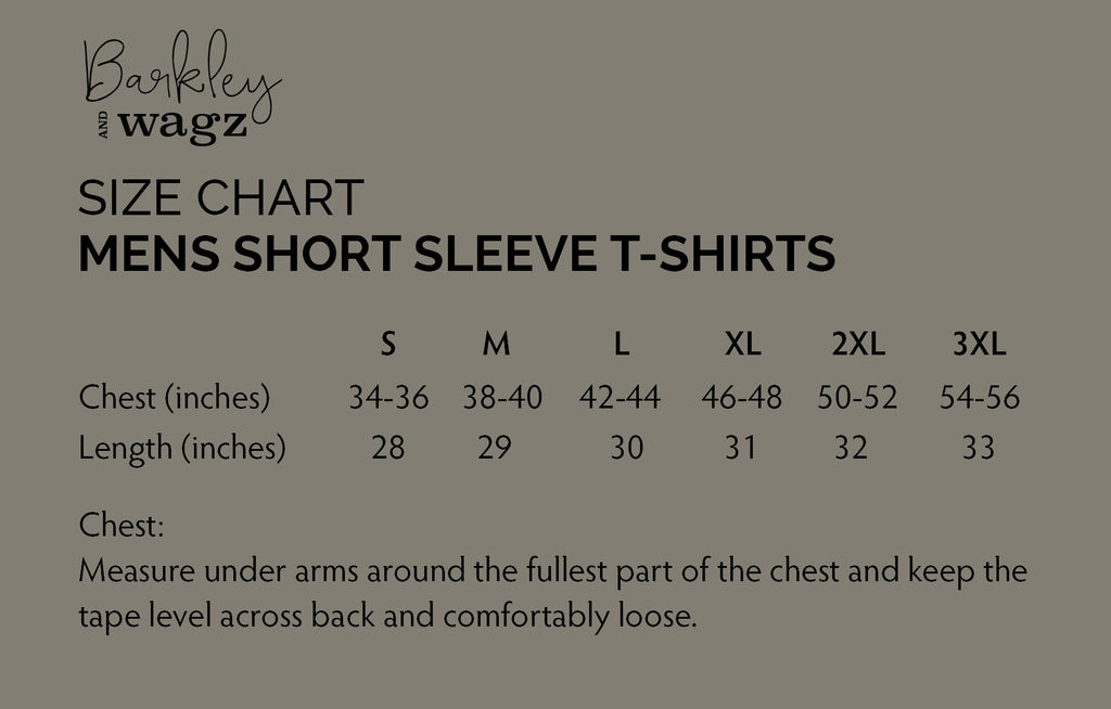 Barkley & Wagz - Size Chart: Men's Short Sleeve T-Shirts