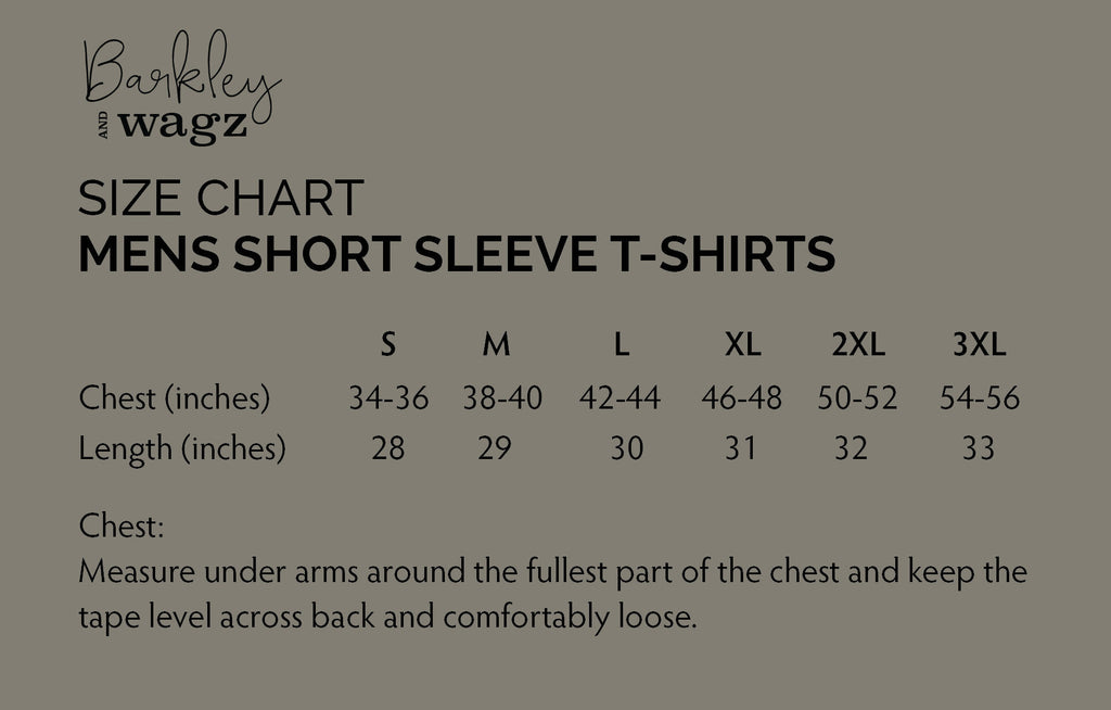Barkley & Wagz - Men's Unisex Short Sleeve Size Chart