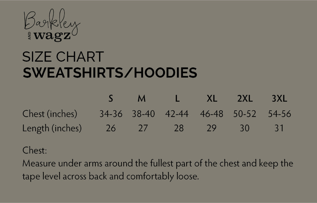 Barkley & Wagz - Sweatshirts/Hoodies Size Chart