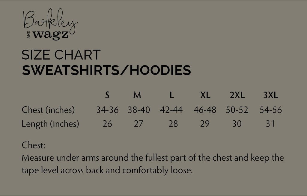 Barkley & Wagz - Size Chart Sweatshirt/Hoodies