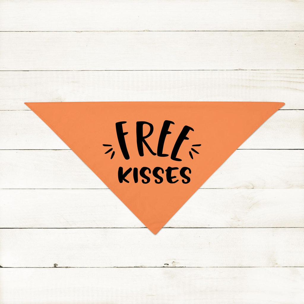 Free Kisses, Cuddles, or Snuggles Bandana in Orange