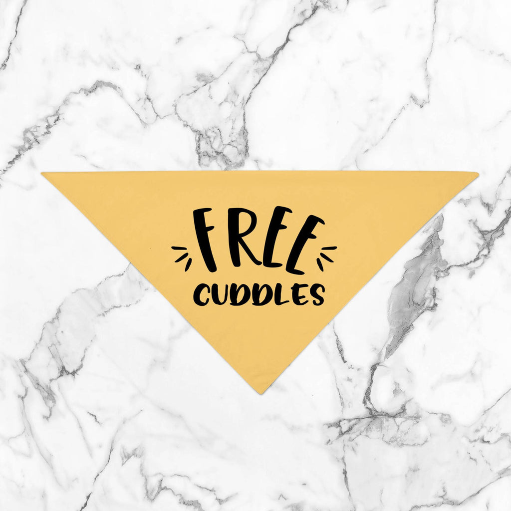 Free Kisses, Cuddles, or Snuggles Bandana in Yellow