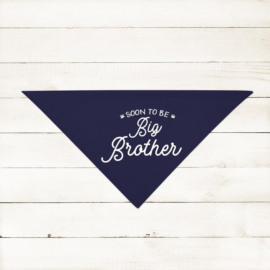 Soon to Be Big Brother or Sister Graphic Dog Bandana in Navy Blue