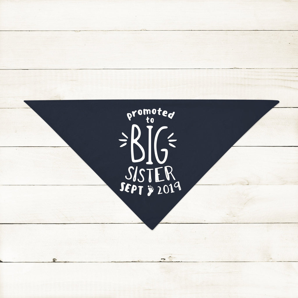 Custom Promoted to Big Brother Promoted to Big Sister Bandana in Navy Blue
