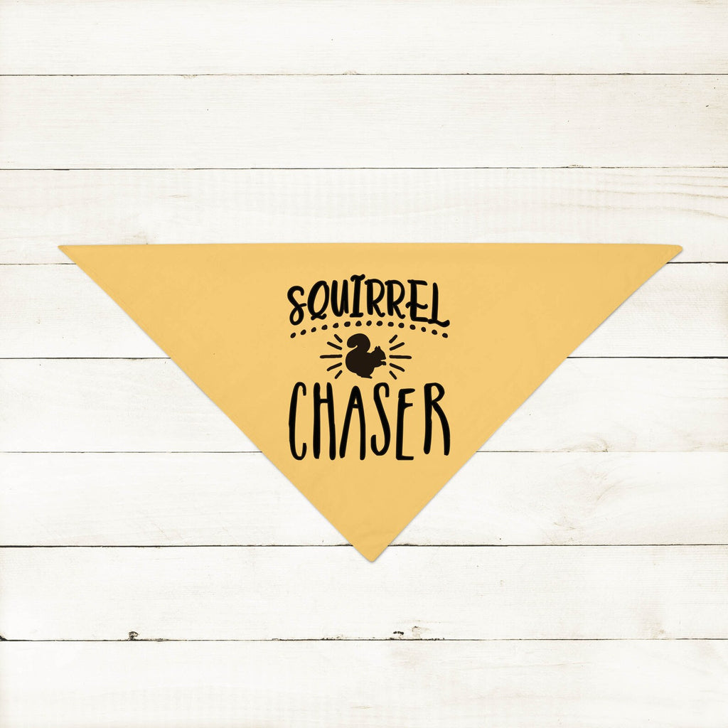 Funny Squirrel Chaser Dog Bandana in Yellow