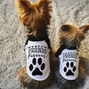 Custom Friends Furever or Love is Furever Dog Raglan in Black and White - Modeled by Lily and Nutmeg the Yorkshire Terriers
