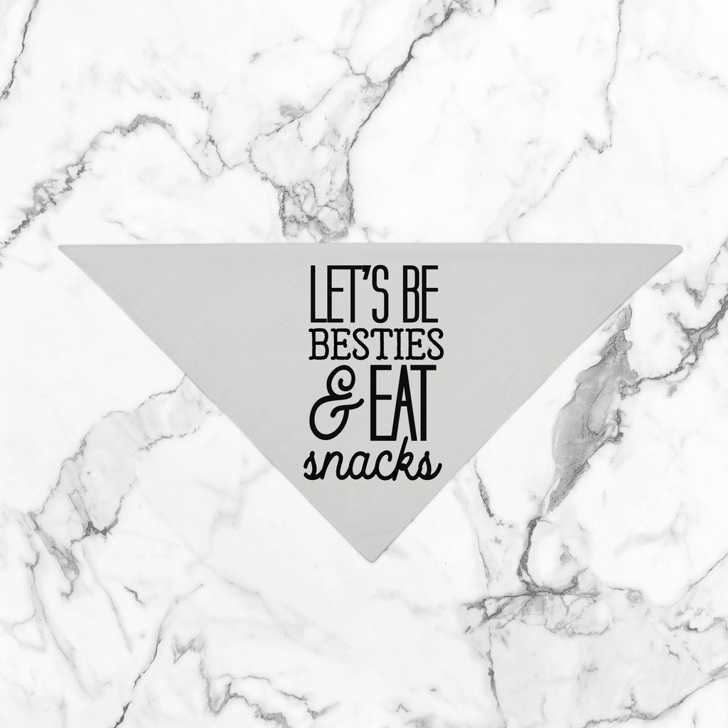 Let's Be Besties & Eat Snacks Best Friends BFFs Bandana in Silver Grey