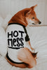 Hot Mess Funny Cute Quirky Dog Raglan in Black and White - Modeled by Miso the Shiba Inu