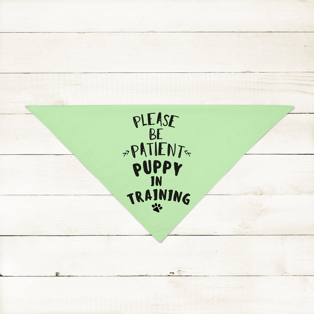Please Be Patient Puppy in Training New Puppy Bandana in Mint 