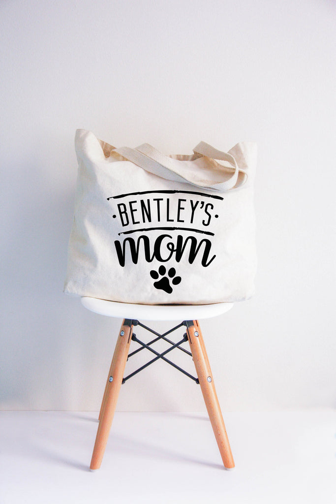Custom Dog, Cat, or Other Pet's Name Bentley's Mom Typography Tote Bag