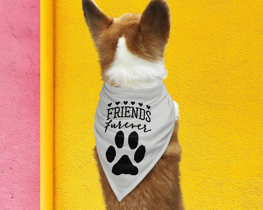 Custom Friends Furever Love is Furever Best Friends Forever BFFs Typography Dog Lovers Bandana in Silver Grey