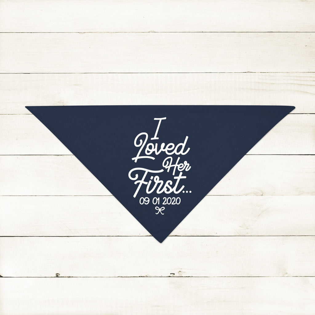 I Loved Her First Marriage Engagement Announcement Date Engagement Ring Bandana in Navy Blue