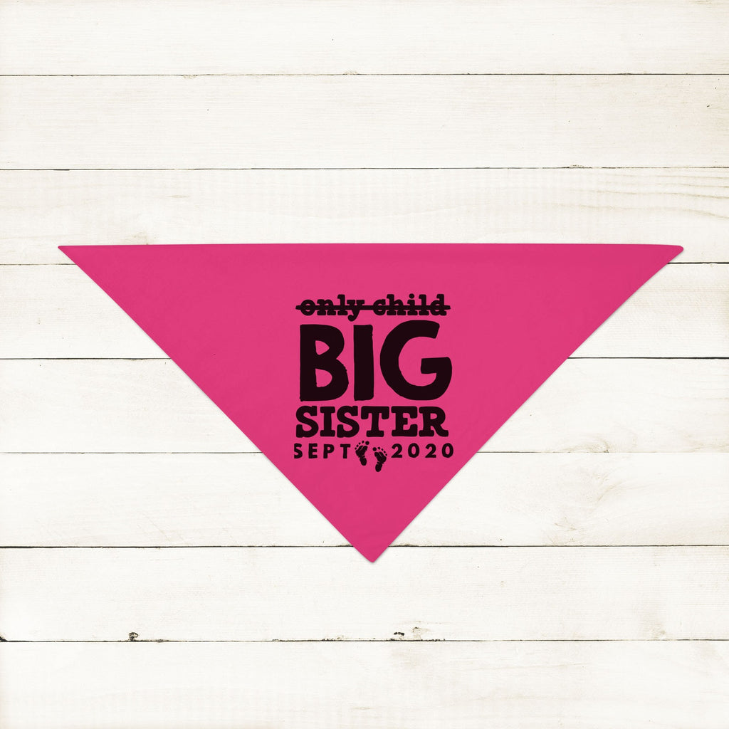 Not an Only Child Big Brother Big Sister Custom Pregnancy Announcement Bandana in Hot Pink