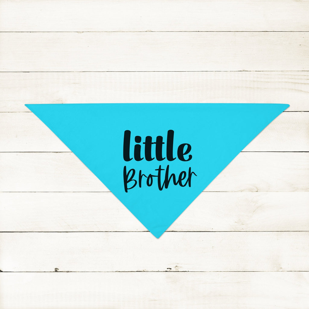 Customized Big Brother Big Sister Little Brother Little Sister Birth Announcement Dog Bandana Scarf in Turquoise Bright Blue