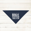 Customized Soon to Be Big Brother or Sister Graphic Dog Bandana in Navy Blue