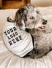 Personalized Logo Business Marketing Custom Dog Shirt Tee in Black and White - Modeled by Bogey the Bernedoodle