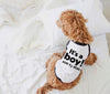 It's a Girl! It's a Boy! Gender Reveal Party Pregnancy Announcement Dog Raglan Shirt in Black and White - Modeled by Bean the Goldendoodle