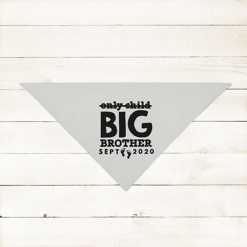 Not an Only Child Big Brother Big Sister Custom Pregnancy Announcement Bandana in Silver Light Grey