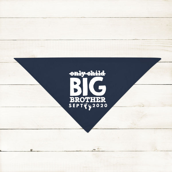 Not an Only Child Big Brother Big Sister Custom Pregnancy Announcement Bandana in Navy Blue
