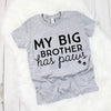INFANT, TODDLER, or YOUTH Custom My Big Brother Has Paws Kid's T-Shirt in Light Grey Heather