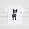 INFANT, TODDLER, or YOUTH Custom Pick a Breed Linocut Dog Kids T-Shirt in White - Featuring Boston Terrier