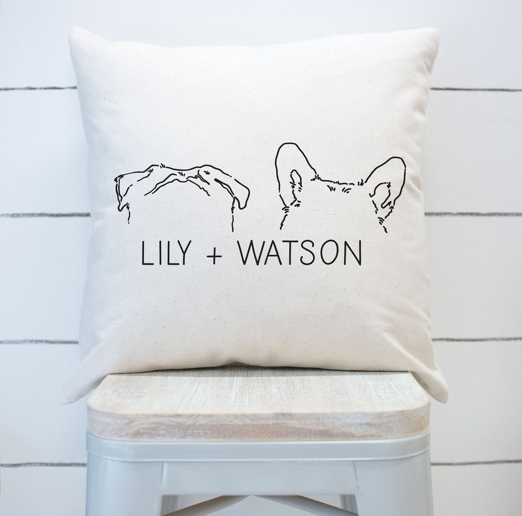 Custom Multiple Dog, Cat, or Other Pet's Ears Outline Block Font 18" x 18" Pillow or Pillow Cover