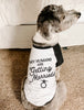 My Humans are Getting Married Engagement Announcement Dog Raglan Shirt in Black and White - Modeled by Bogey the Bernedoodle