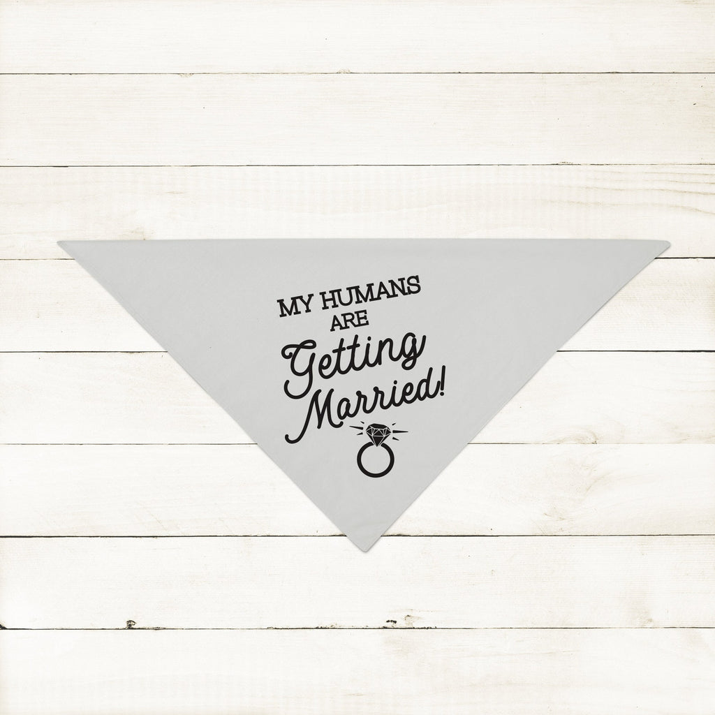 Personalized My Humans are Getting Married Engagement Announcement Bandana in Silver Light Grey