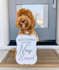 Welcome to Our New Home! Custom Announcement Sign Photo Shoot Special Occasion Dog Sign - Modeled by Bean the Goldendoodle