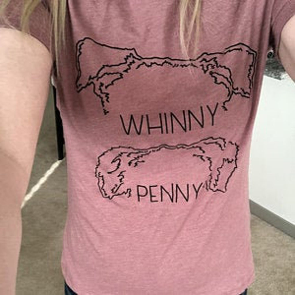 Women's Custom Personalized Dog Ears Outline Tattoo Inspired T-Shirt in Mauve