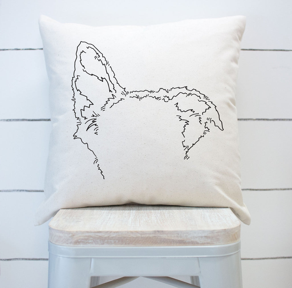 Custom Dog Ears Outline Tattoo Inspired Simple 18" x 18" Pillow or Pillow Cover