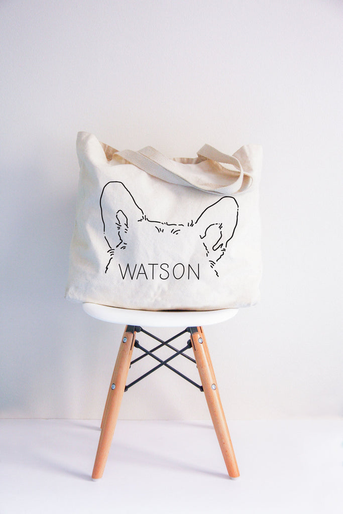 Custom Dog, Cat, or Other Pet's Ears Block Font Tattoo Inspired Dog Mom Tote