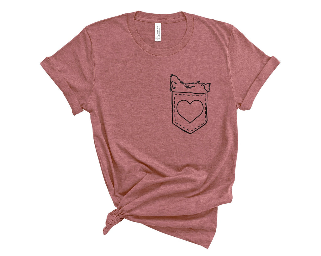 Bella + Canvas dog ears in pocket t-shirt in mauve pink 