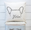 Custom Dog Ears Outline Tattoo Inspired Script Font 18" x 18" Pillow or Pillow Cover